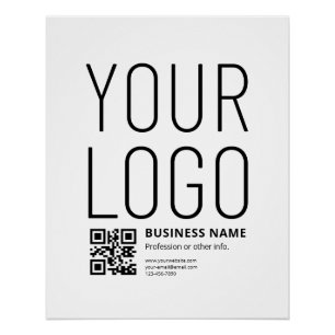 Póster Su logotipo con código QR editable y texto