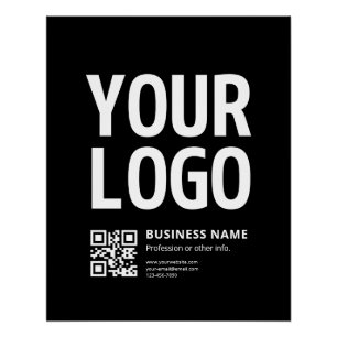Póster Su logotipo con código QR editable y texto