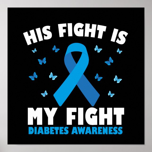 Póster Su lucha contra la diabetes: Conciencia de la cint (Frente)