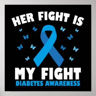 Póster Su lucha contra la diabetes: Conciencia de la cint