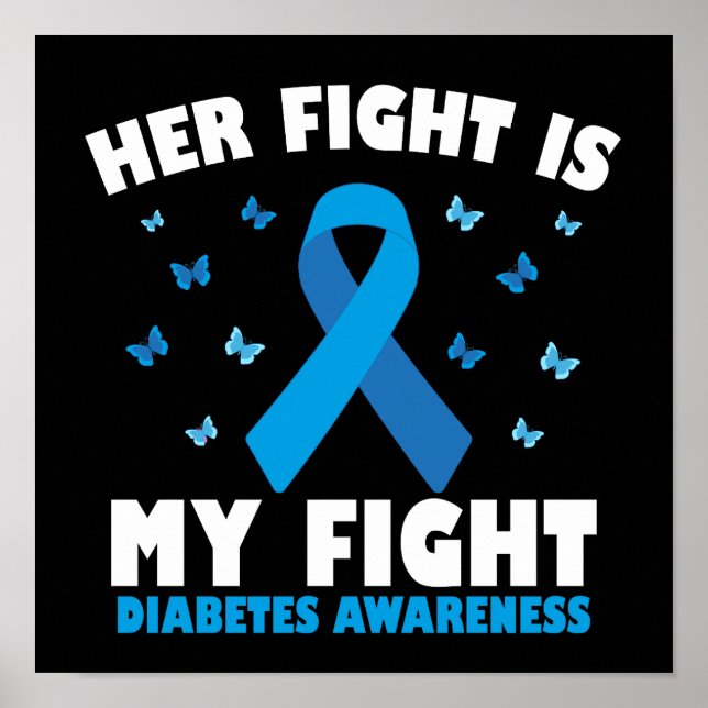 Póster Su lucha contra la diabetes: Conciencia de la cint (Frente)