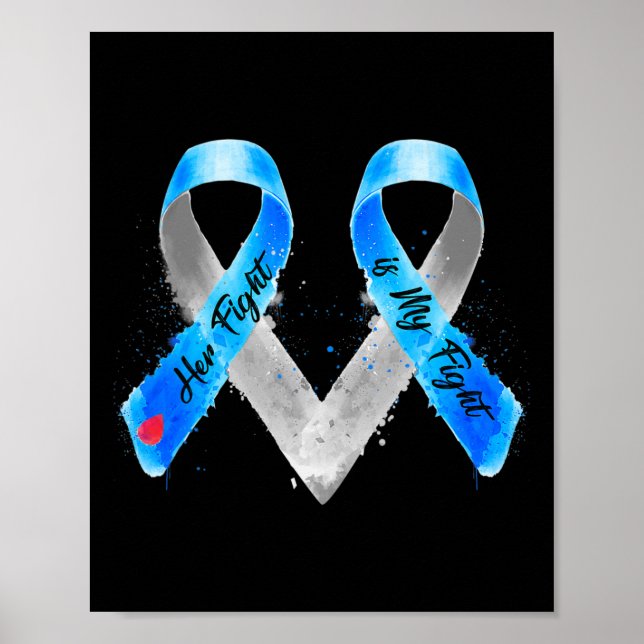 Póster Su Lucha Es Mi Lucha Por La Diabetes De Cinta Azul (Frente)