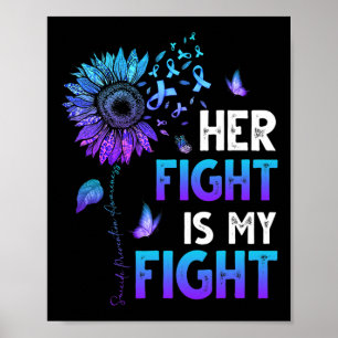 Póster Su Lucha Es Mi Lucha Verde azulada Y Purple Ribbon