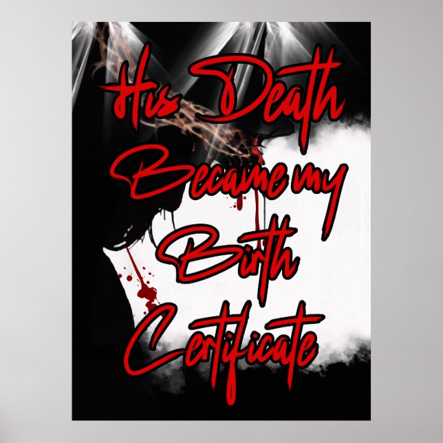 Póster Su muerte es mi certificado de nacimiento Jesús ar (Frente)