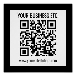 Póster Su nombre comercial y código QR editable