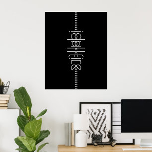 Póster Su nombre como glifos extranjeros único negro