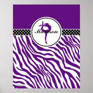 Póster Su nombre Zebra imprime Gimnasia en morado