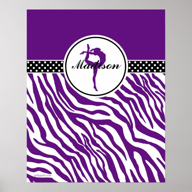 Póster Su nombre Zebra imprime Gimnasia en morado (Frente)