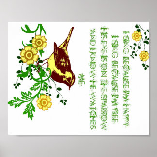 Póster Su ojo está en el Himno de Pájaro Poster Sparrow