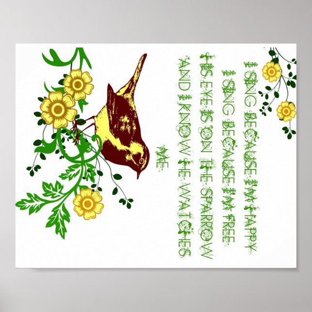 Póster Su ojo está en el Himno de Pájaro Poster Sparrow (Frente)