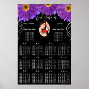 Póster Su placa de asiento Daisy con foto de color negro