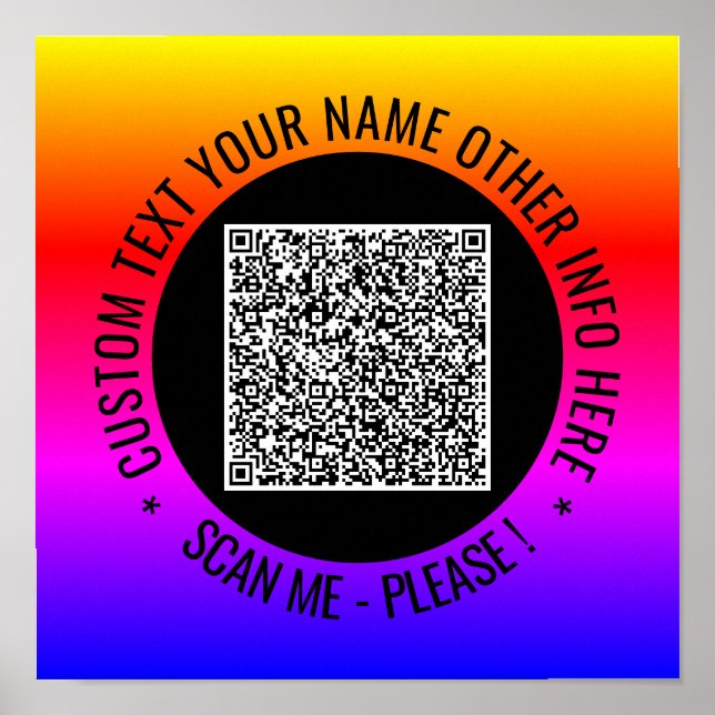Póster Su Poster de análisis de código QR y texto Persona (Frente)