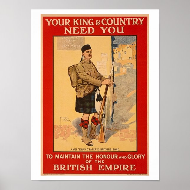 Póster Su Rey y su país los necesitan, el imperio británi (Frente)