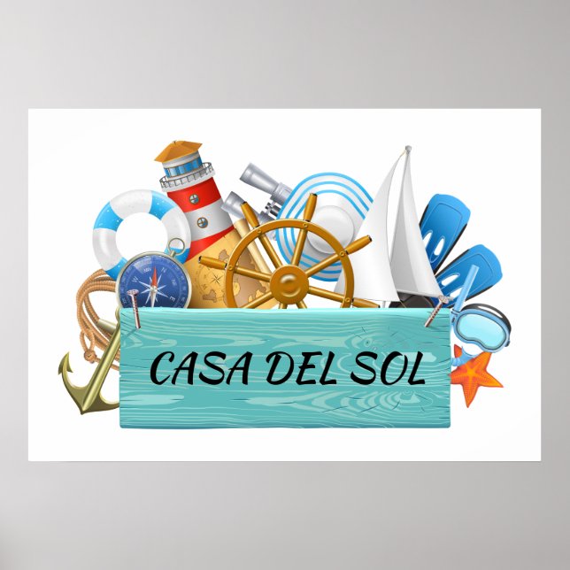 Póster Su Rótulo Náutico - Beach House (Frente)