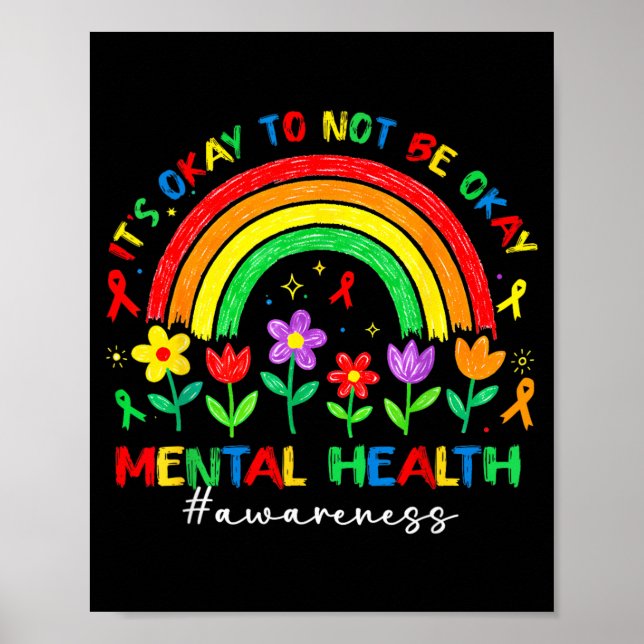 Póster Su Salud Mental No Está Bien Conciencia Arcoíris (Frente)