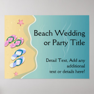 Póster Su/sus chancletas en la boda de la playa