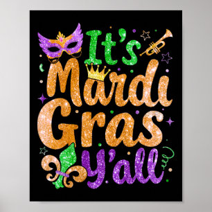 Póster Su traje de máscara de Fiesta Mardi Gras Yall Mard