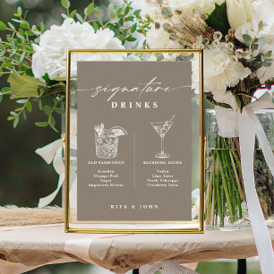 Póster Su y su bar Signature Bebe Rótulo Boda