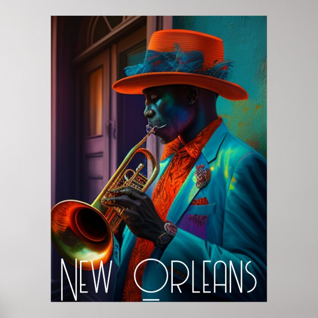 Póster Suave New Orleans Jazz Trumpet Player Nola (Frente)