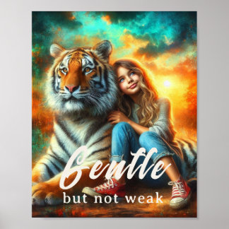 Póster Suave pero no débil: lienzo de tigre inspirador