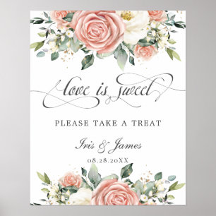 Póster Suave Rubor Ivory Floral Love is Sweet Take a Tret