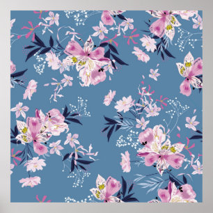 Póster Suave y delicada Floral de jardín de florecimiento
