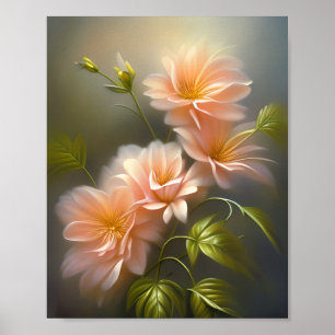 Póster Suaves flores de color melocotón