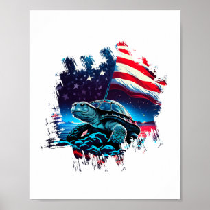 Póster Suavidad de tortuga marina con bandera de orgullo 