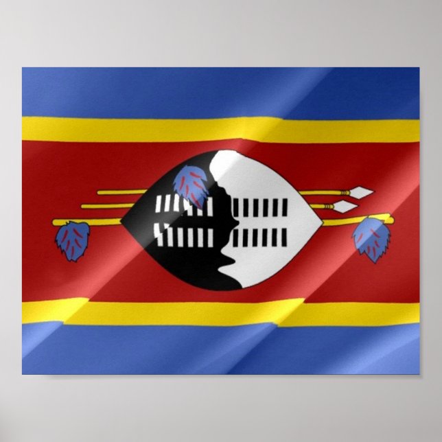 Póster Suazilandia - Bandera onduladora - (Frente)
