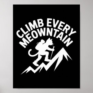 Póster Sube a cada Meowntaña Gato Divertido de Senderismo