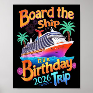 Póster Sube Al Barco Es Un Viaje De Cumpleaños Fiesta Cru