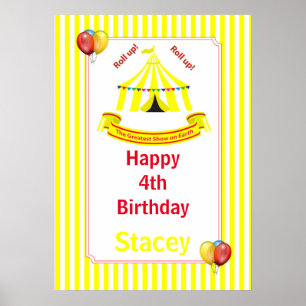 Póster ¡Sube! ¡Sube! Poster de cumpleaños en circo en ama