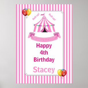 Póster ¡Sube! ¡Sube! Poster de cumpleaños en circo en ros