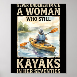 Póster Subestimar a la mujer que practica kayak en sus se
