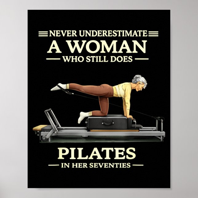 Póster Subestimar a una mujer que hace pilates en los 70  (Frente)
