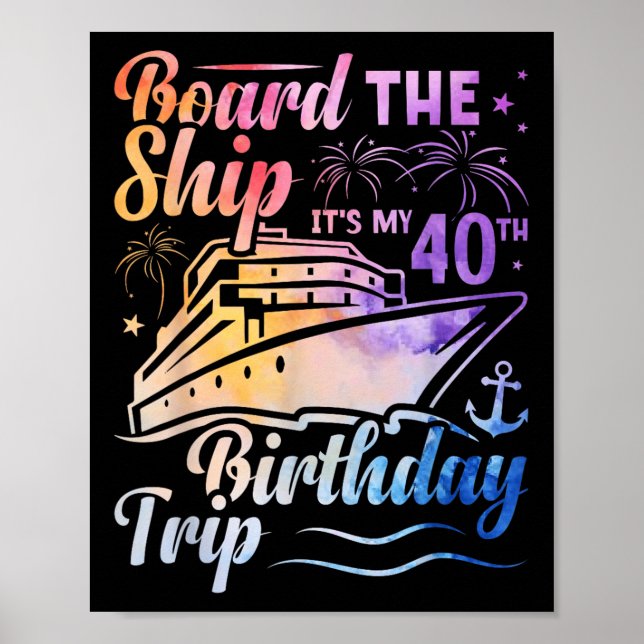 Póster Subir Al Barco Es Mi Viaje De Cumpleaños 40 Cumple (Frente)