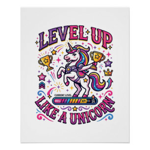 Póster Subir de Nivel como un Unicornio Comercial Lindo R