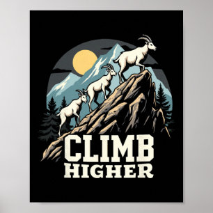 Póster Subir Más Alto Cabra de Montaña Aventura Motivacio