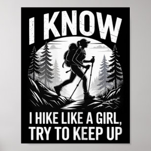 Póster Subir montañas caminando y acampando, me gusta cam