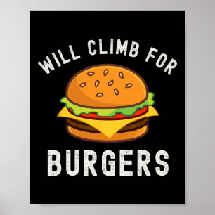 Póster Subiré por Hamburguesas Divertida Escalada en Roca