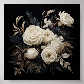 Póster Sublimación del Patrón Floral Neutral Vintage