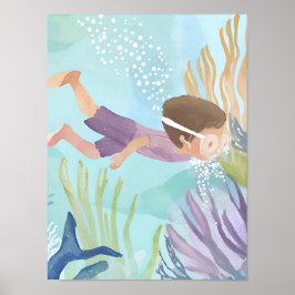 Póster Submarinismo con la barrera de coral