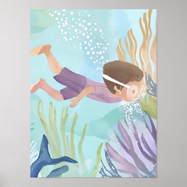 Póster Submarinismo con la barrera de coral (Frente)