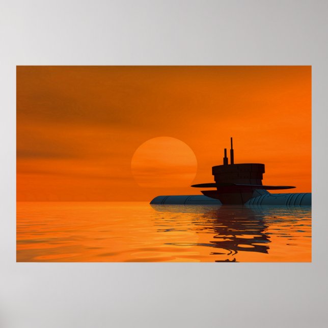 Póster submarino al atardecer (Frente)