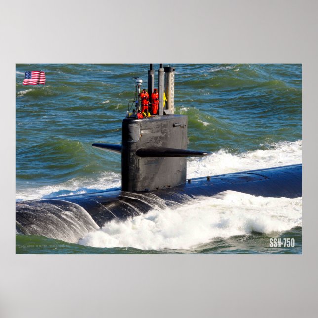 PÓSTER SUBMARINO DE ATAQUE RÁPIDO DE EE. UU. - SSN-750 (Frente)