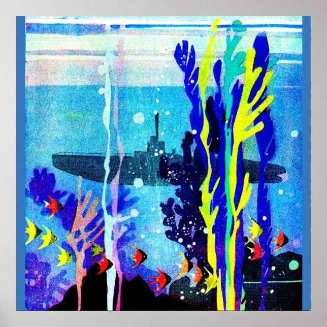 Póster submarino fantasma en aguas tropicales (Frente)