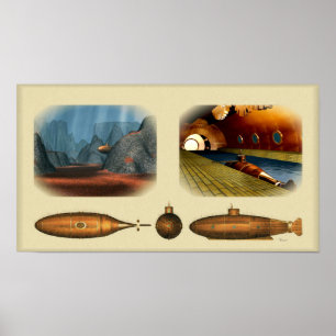 Póster submarino retro