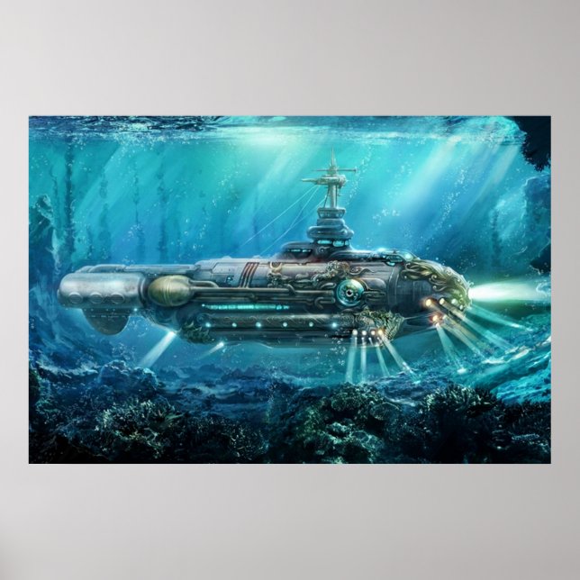 Póster Submarino Steampunk (Frente)