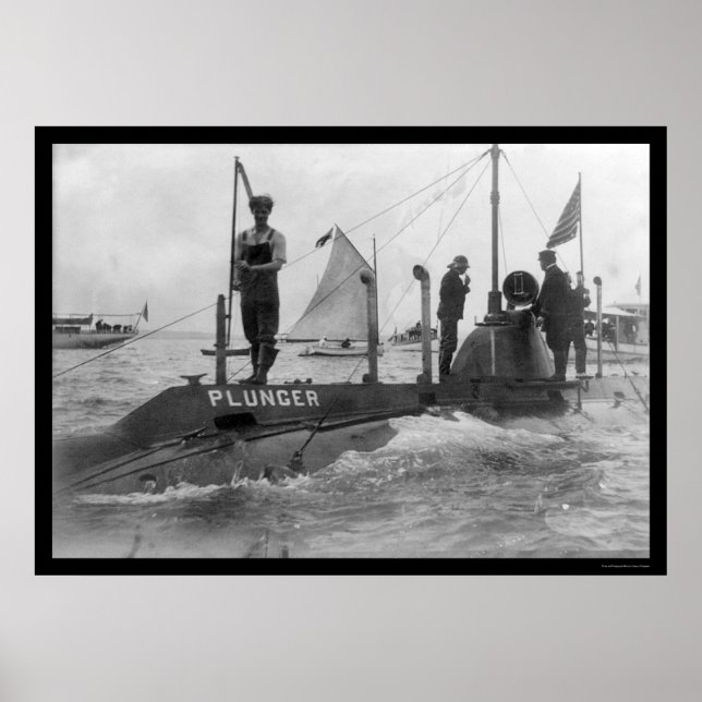 Póster Submarino y barco de vela 1905 (Frente)