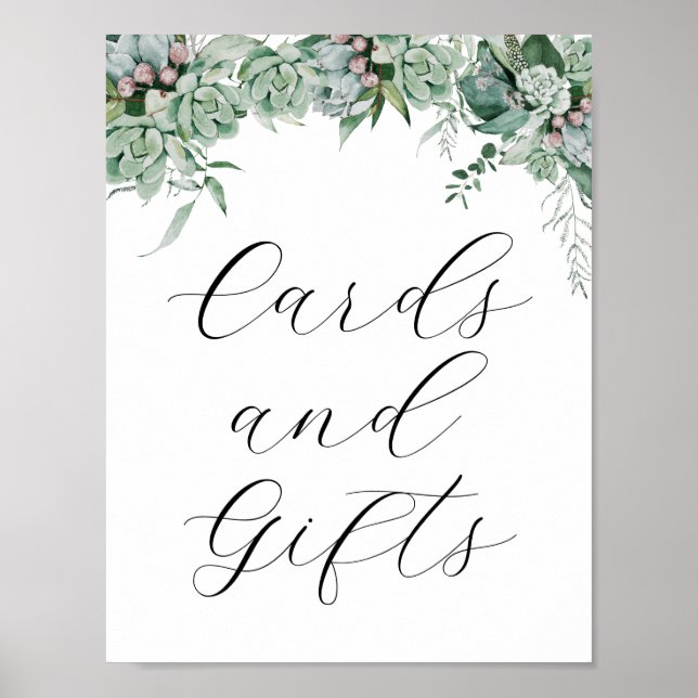 Póster Succulent and Eucalyptus Cards and Gifts Sign (Frente)